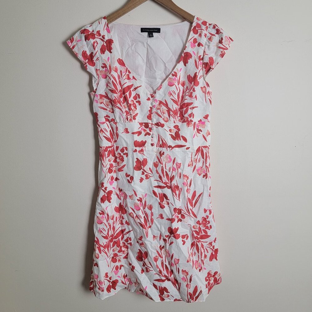 Banana Republic Adorable Ruffle Floral Spring Coral Dress Size 2